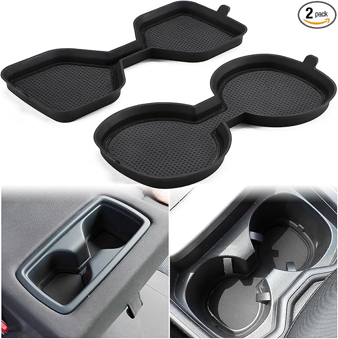 Auovo 3D Cup Holder Inserts for Toyota RAV4 Accessories 2025 2024 2023 2022 2021 2020 2019 Silicone Center Console Cup Holder Coaster Liner Mat Pad Interior Trims (Black, 2pcs kit)