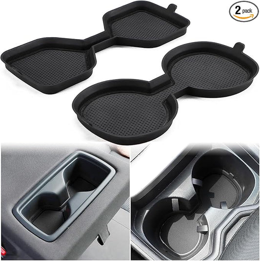 Auovo 3D Cup Holder Inserts for Toyota RAV4 Accessories 2025 2024 2023 2022 2021 2020 2019 Silicone Center Console Cup Holder Coaster Liner Mat Pad Interior Trims (Black, 2pcs kit)