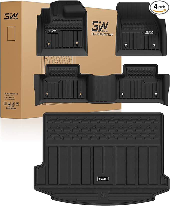 3W Floor mats & Cargo Liner fit for Range Rover Evoque 2020-2024 2025 2026,TPE All Weather Custom Fit Floor Liner Full Set Car Liners