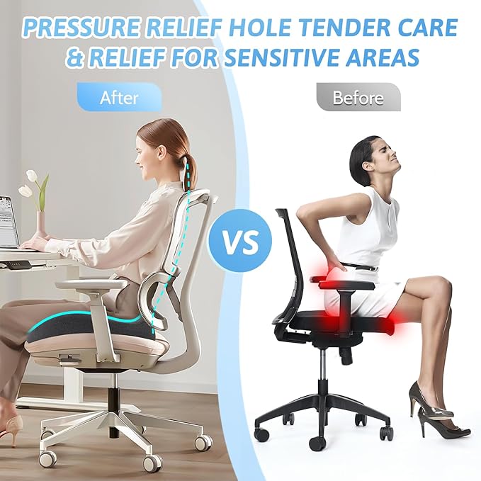 Donut Pillow,Tailbone Pain Relief Cushion, Hemorrhoid Pillow with Two Humps Hip Curve Design, Donut Pillow for Postpartum Pregnancy, L Size Donut Cushion, Grey