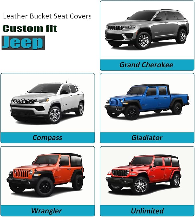 GIANT PANDA Front Car Seat Cover for Jeep, Leather Bucket Seat Covers Custom Fit Jeep Grand Cherokee Wrangler Compass Gladiator Wagoneer Renegade Liberty Patriot (Yellow+Black)