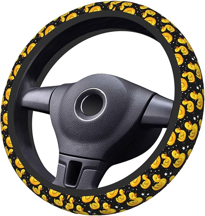 Yellow Ducks Steering Wheel Cover for Women Girls, 15 Inches Anti-Slip Steering Wheel Cover for Auto Truck SUV