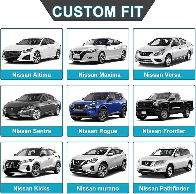 GIANT PANDA Front Seat Cover for Nissan, Leather Seat Protectors Custom Fit Nissan Rogue Altima Sentra Versa Kicks Frontier Murano Pathfinder Maxima (Blue+Black)