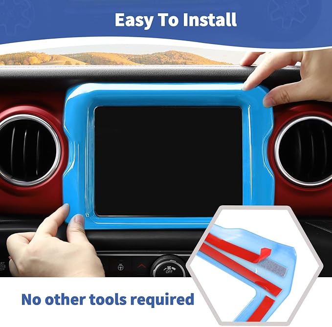 RT-TCZ for Jeep JL Center Console Radio Display Panel Trim Cover for Jeep Wrangler JL JLU Gladiator JT 2018-2023 Light Blue Interior Accessories 8.4 inch