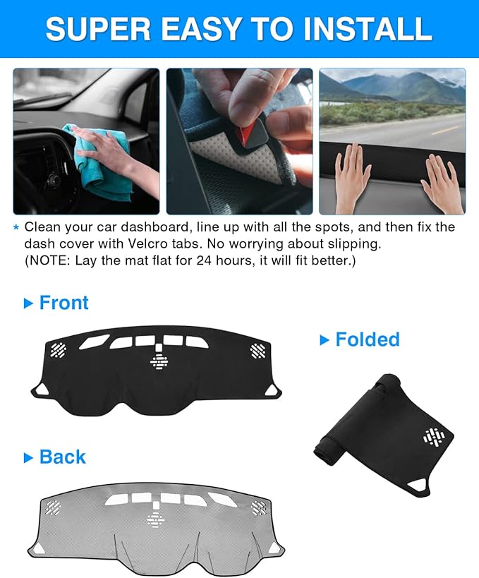 Autorder Dashboard Cover Mat for 2018-2024 Chevrolet Traverse Accessories Dash Cover Flannel Dash Mat Sunshade Glare UV Rays Protector