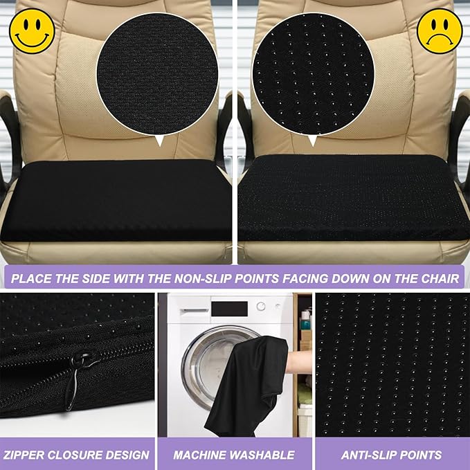 Gel Seat Cushion for Long Sitting - 16.5" x 14.5" x 2.4" (Extra Thick＆Soft) Gel Cushion for People Over 180 lbs, Pressure Relief Cushion for Office Chair, Egg Cushions for Wheelchair, Seat Pad for Car