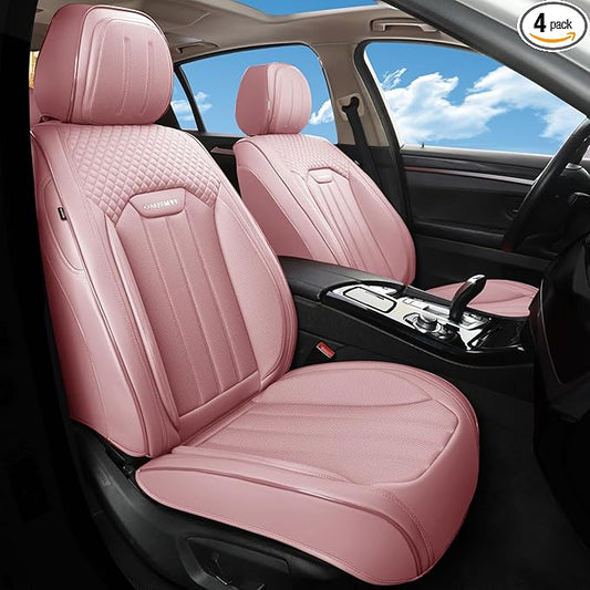 Pink Car Seat Covers Fit for Corolla Cross RAV4 Kona HR-V CRV UX,Waterproof and Breathable Automotive Seat Covers Full Set, Front and Rear Leather Seat Covers.