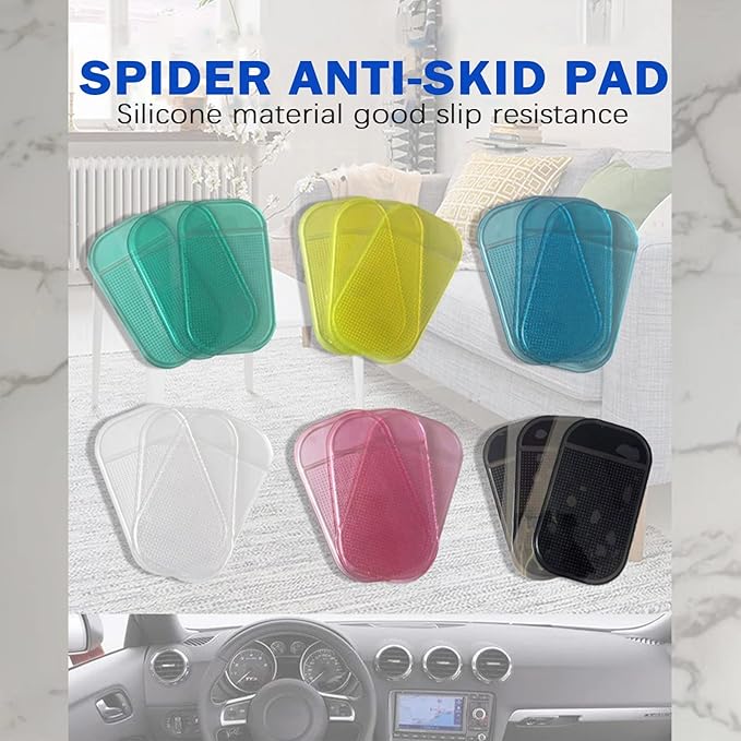 5PCS Extra-Strong Anti-Slip Pad Car Dashboard Sticky Pad Removable Silicone Gel Mat Washable Multi-Purpose PU Gel for Cell Phone Tablet (Green)