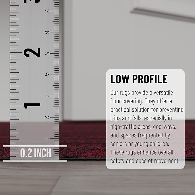 Ottomanson Mud Mat 2' x 4' Entryway Rug - Non-Slip Scraper Doormat for Muddy Paws, Dirt Trapping Indoor/Outdoor Mat for High-Traffic Areas, Kitchen, Garage, Patio, Red