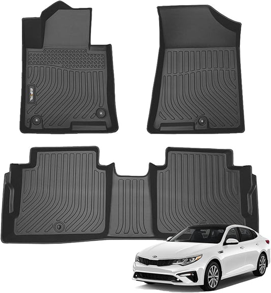 AIPOIL® Floor Mats for 2016-2020 Kia Optima & 2015-2019 Hyundai Sonata (‌Including Hybrid‌) Fits 1st & 2nd Row TPE All Weather Anti-Slip Floor Liners Full Set Custom Car Mats Accessories, Black