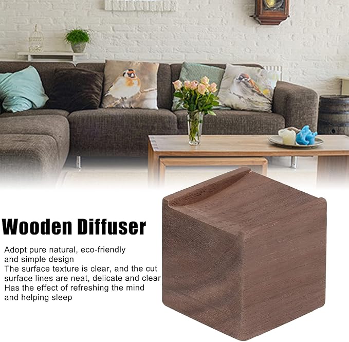 Wood Essential Oil Diffuser Portable Clear Textured Diffuser for Car Office Bedroom 8 Pcs Walnut Wooden Diffusers