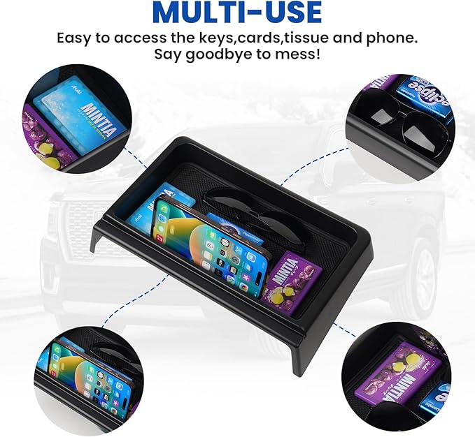 Autorder Center Console Dash Organizer for 2021-2024 GMC Yukon/Chevy Suburban/Tahoe Accessories Dashboard Insert Tray with Cellphone Holder Storage Box with Anti-Slip Mat (Not for Denali)