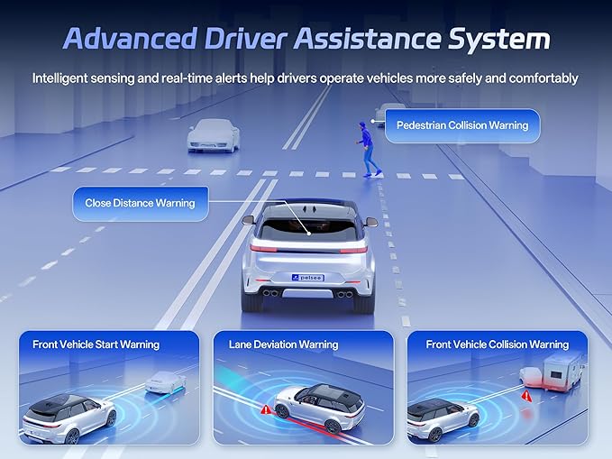 Pelsee S3 Touch 4K Dash Cam Front and Rear, STARVIS 2 Sensor, STARLIT™ Full Color Night Vision, 128GB Card, WiFi 6, ADAS, Dash Camera for Cars with 3.39"IPS Screen, Voice Control, 24H Parking Mode GPS