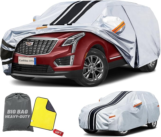 [2025 Upgrade] SUV Car Cover Custom Fit for Cadillac XT5 (2016-2025), Waterproof All Weather for Automobiles Full Exterior Cover Rain Sun Snow UV Protector.
