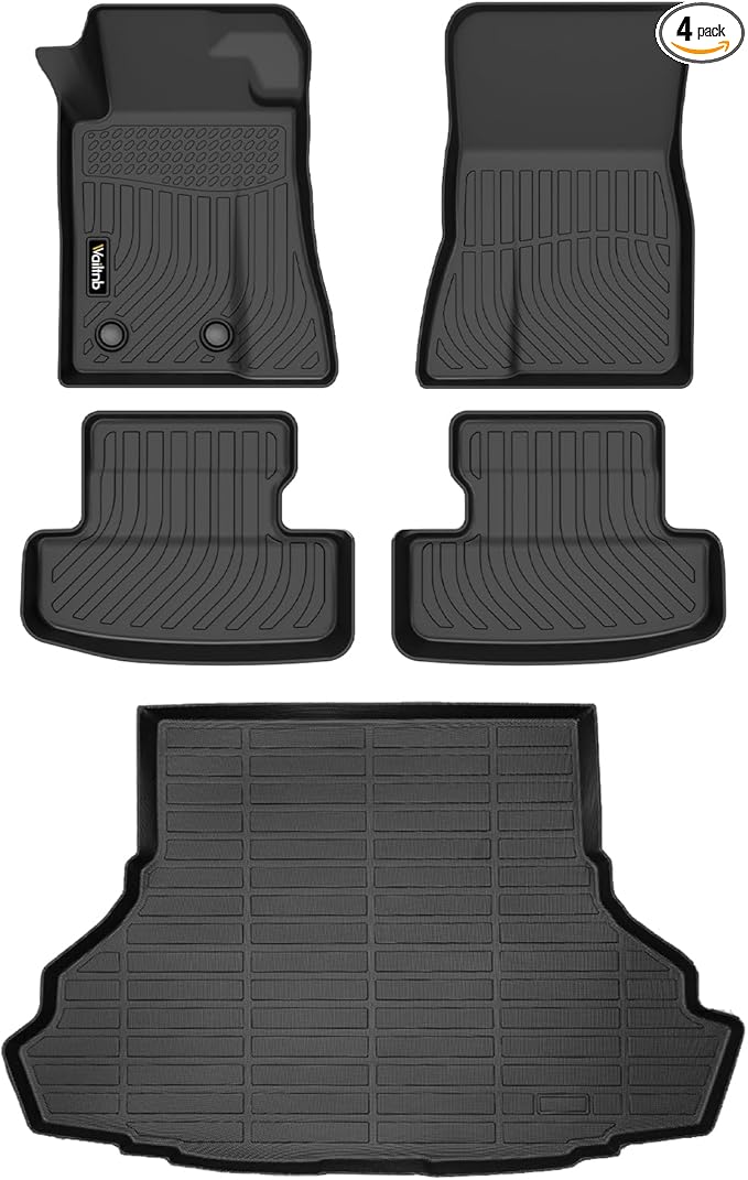 Wailtnb-Floor Mats for Ford Mustang 2015-2024 2025 Convertible/Coupe/GT/EcoBoost Models (Without Subwoofer in Cargo Area Not for Mach-E) Cargo Mat Car Mat for Mustang Accessories Black