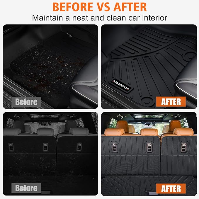 All Weather Car Floor Mats Cargo Liner with Backrest Mat for 2025 2026 Nissan Armada/Infiniti QX80 8 Seats, TPE Rubber Liners Full Set Automotive Mats for 2025 2026 Nissan Armada Accessories