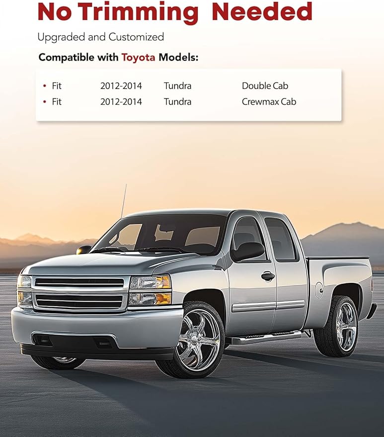 YHTAUTO Floor Mats Fit 2012-2013 Toyota Tundra CrewMax Cab, TPE All Weather Car Mats Waterproof Anti-Slip Odorless Floor Liner, Interior Car Accessories Front & 2nd Row Liner