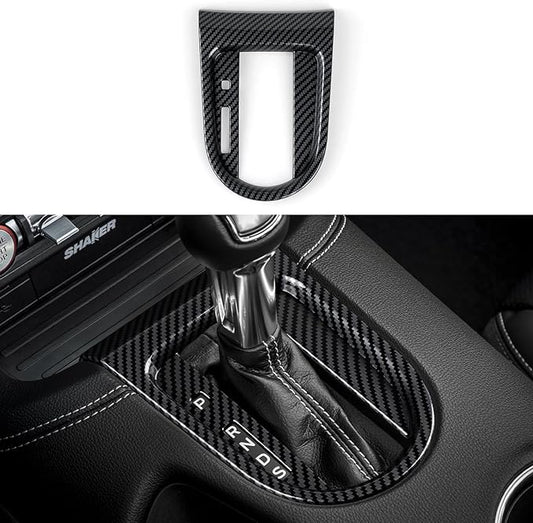 Automatic Gear Car Gear Shift Panel Frame Interior Decals for 2015 2016 2017 2018 2019 2020 2021 2022 2023 Ford Mustang Accessories ABS Carbon Fiber Stickers (Not for GT350 GT500)