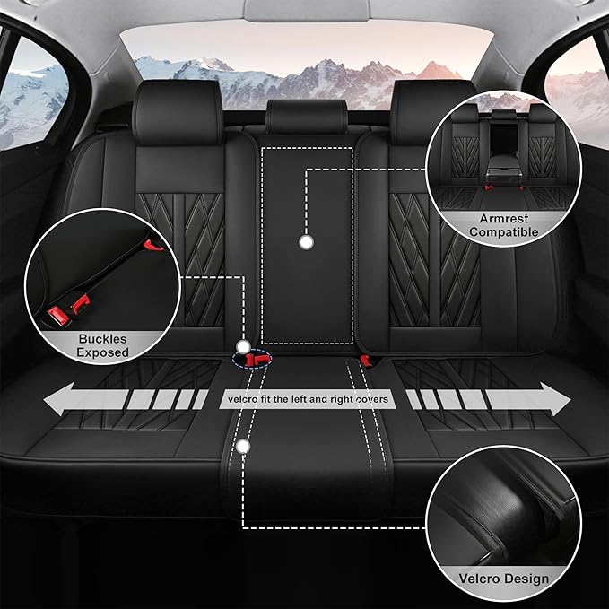 TTX LIGHTING Bling Car Seat Covers fit for Subaru Crosstrek 2016-2026: Leather Seat Protector with Luxury Shining Diamonds (5 Seats, Black&Diamond)