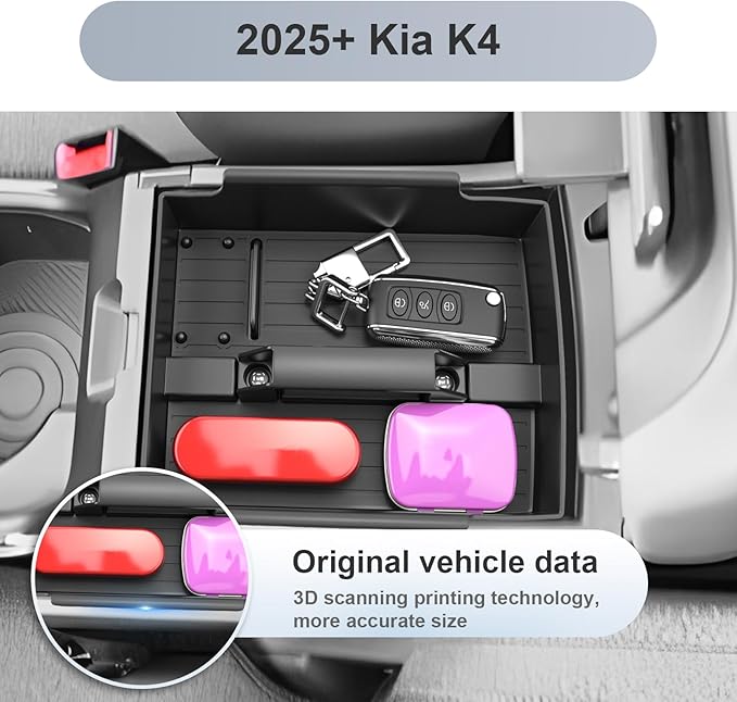 SKTU for 2025 Kia K4 Center Console Organizer for 2025+ Kia K4 (LX/LXS/EX/GT-Line/GT-Line Turbo) Console Tray 2025 K4 Middle Console Tray Kia K4 2025 Accessories