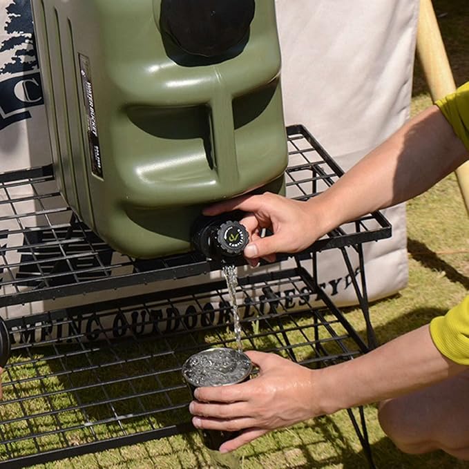 DESERT & FOX Water Container with Spigot 2.6/4.8/6.6Gal PE Water Storage Carrier Portable Green Bucket for Camping Hiking Picnic BBQ(Green 6.6Gal)