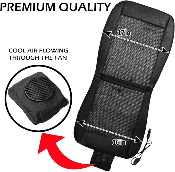 ZONETECH Cooling Car Seat Cover, Black Automotive Adjustable Temperature Comfortable Cooling Car Seat Cushion (1 Pack)