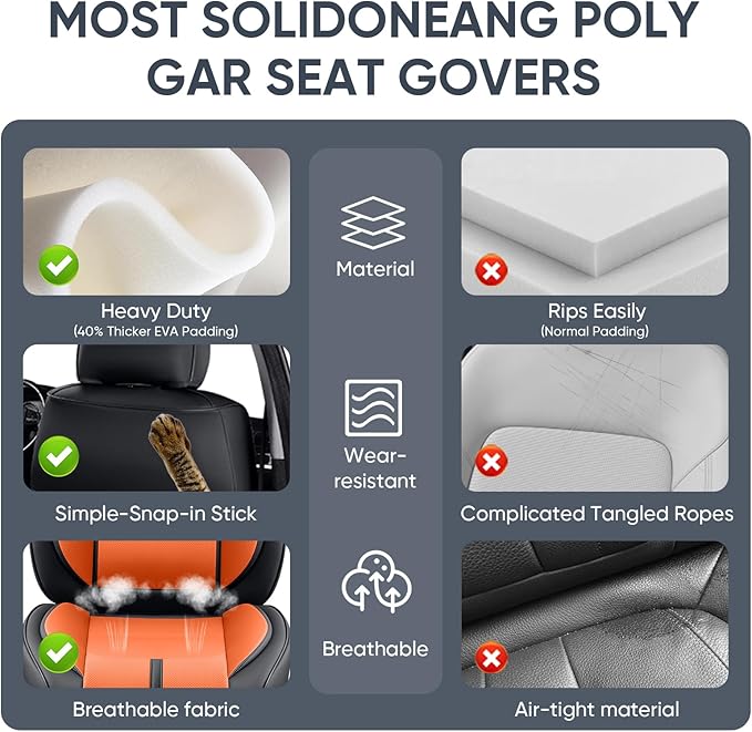 Auto Car Seat Covers Accessories Full Set Leather Cushion Protector Breathable Waterproof Seat Cover for Cars Universal Fit (Black&Orange, FullSet Without Headrest)