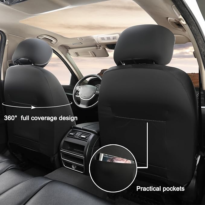 GIANT PANDA Front Seat Cover for Nissan, 3D Air Mesh Car Seat Covers Custom Fit Nissan Rogue Altima Sentra Versa Kicks Frontier Murano Pathfinder Maxima (Grey 2-Pack)