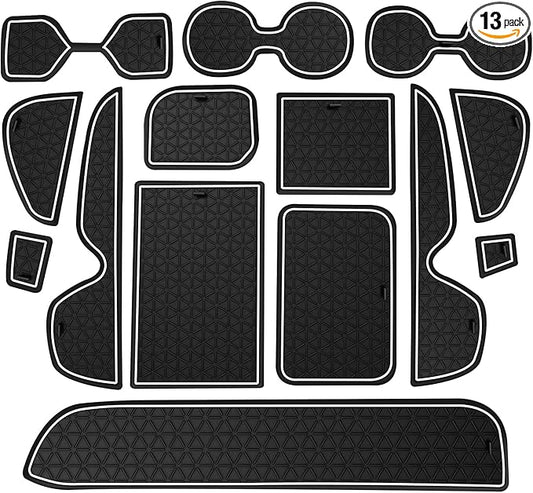 Premium Liner Mat Accessories Compatible with Toyota RAV4 2019-2024 and 2021-2024 RAV4 Prime, Custom Fit Cup Holder, Door Pocket and Center Console Inserts (White Trim, 14-PCS)