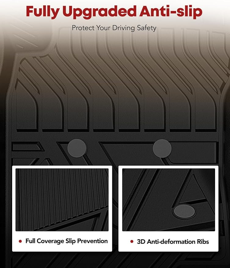 YHTAUTO Floor Mats Fit 2014-2019 Nissan X-Trail, TPE All Weather Car Mats Waterproof Anti-Slip Odorless Floor Liner, Interior Car Accessories Front & 2nd Row Liner