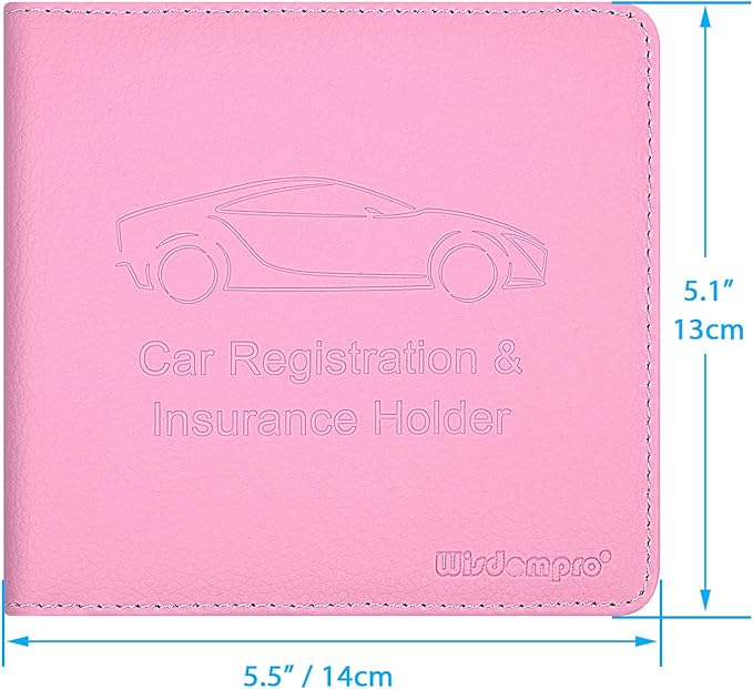 Wisdompro Small Car Registration and Insurance Documents Holder - Premium PU Leather Vehicle Glove Box Paperwork Wallet Case Organizer for ID, Driver's License, Key Contact Information Cards