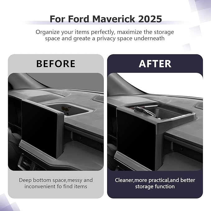 LUWU for 2025 Maverick Dashboard Storage Tray 2025 Ford Maverick XL/XLT/Larita/Tremor/Lobo 13.2-inch Behind Screen Organizer Center Console Display Box Dash Tray Maverick 2025 (Only for 13.2" Screen)