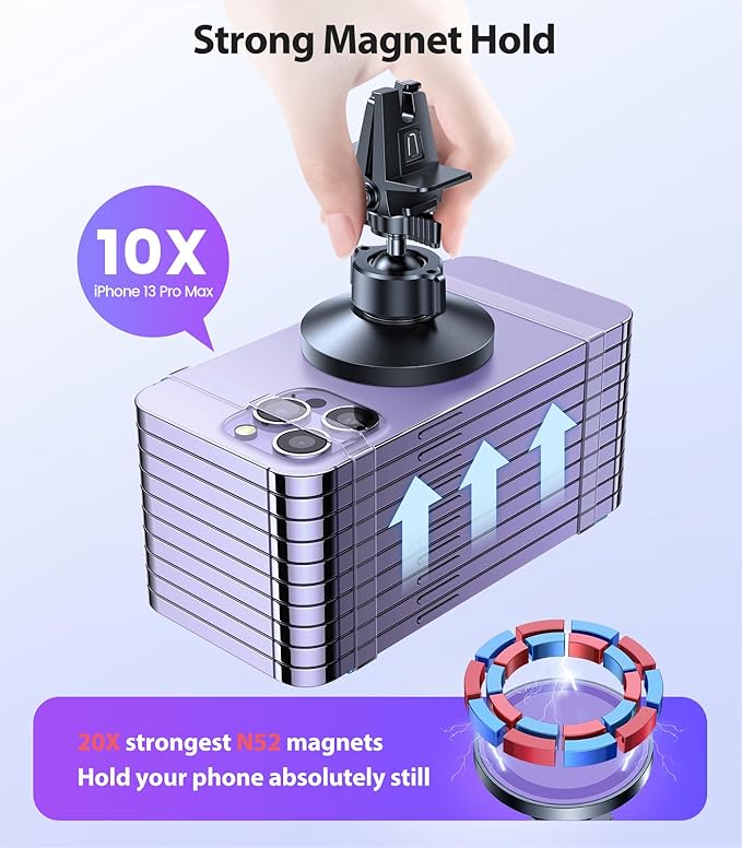 VICSEED for MagSafe Car Mount [Upgraded Strongest Magnet Power] Magnetic Phone Holder for Car Vent 360 Adjustable Magnetic Phone Mount for iPhone 17 Pro Max 16 15 14 13 12 Plus Mini, Purple