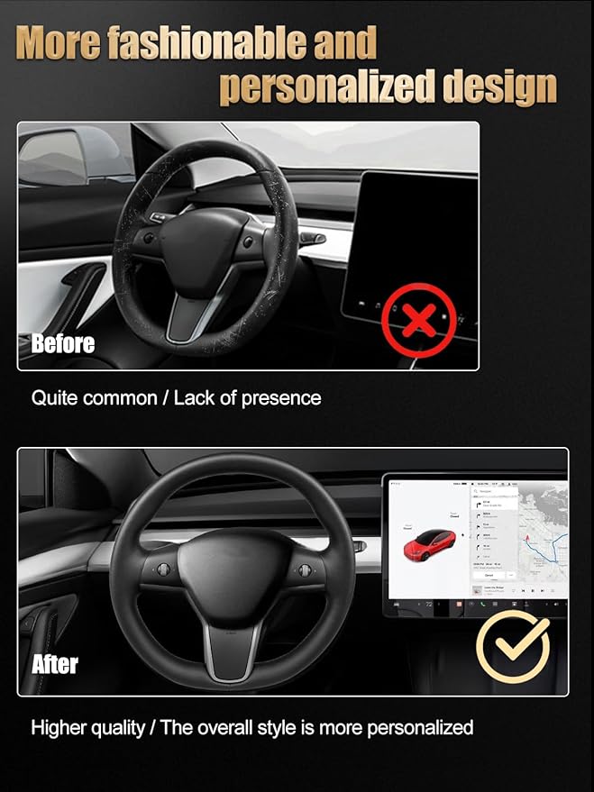 ZIMABLUE Heated Steering Wheel for Tesla Model 3 (2017–2023) & Model Y (2020–2024) | Factory-Matched 1:1 Fitment (Hub & Buttons) | Nappa Leather | Hand-Stitched