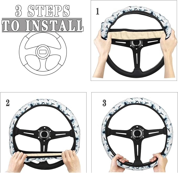 Dujiea Forest and Animals Elastic Stretch Steering Wheel Cover, Anti-Slip and Durable Car Steering Wheel Accessories for Women Men, 15 Inch Universal Fit Car, Truck, SUV