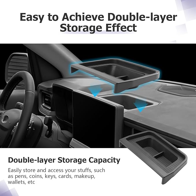 LUWU for 2025 Maverick Dashboard Storage Tray 2025 Ford Maverick XL/XLT/Larita/Tremor/Lobo 13.2-inch Behind Screen Organizer Center Console Display Box Dash Tray Maverick 2025 (Only for 13.2" Screen)