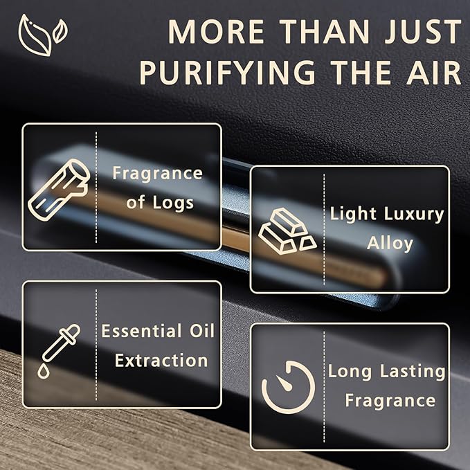 Tesla Model 3/Y Car Air Freshener – Alloy Vent Clip Diffuser with 6 Refill Fragrance Sticks (4 Scents + 2 DIY), Mini Size, Fragrance for Tesla Accessories, Gift for Drivers (Blue Silver)