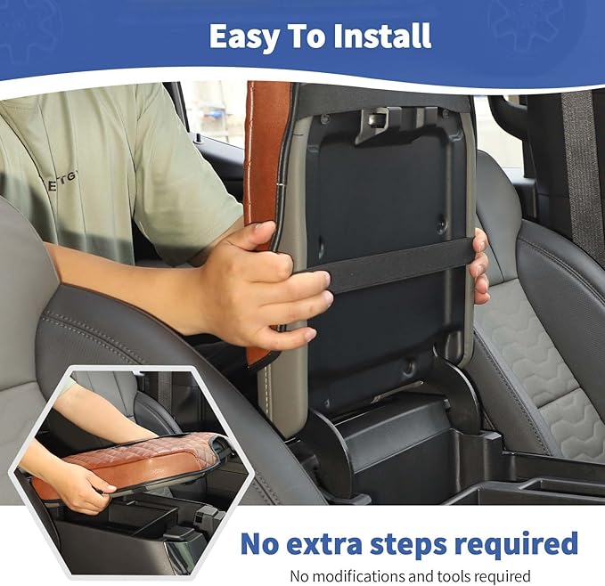 RT-TCZ for Silverado Center Console Cover Armrest Pad for Chevy Silverado Suburban Tahoe for GMC Yukon Sierra 2019 Up Brown Interior Accessories