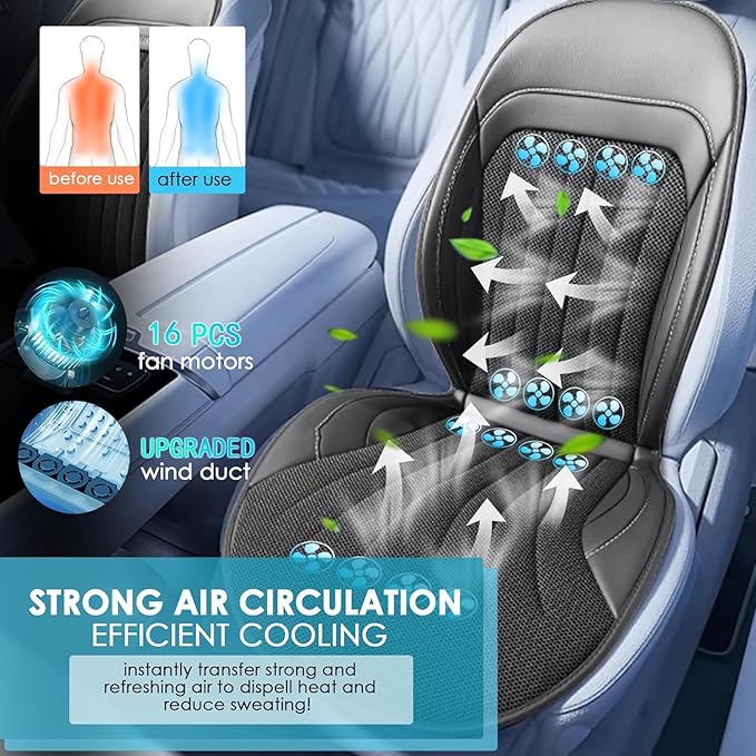 3 in 1 Massage Cushion with Winter, Cooling Seat Covers, Chair Massager for Full Body 12V Car Seat Covers, Gifts for Dad Mom (Winter,Summer,Massage-1)