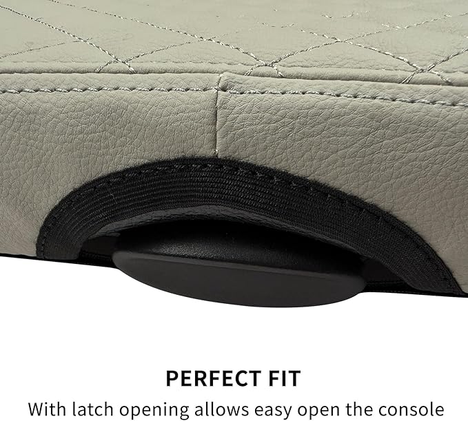 Xaido Center Console Armrest Cover Compatible with 2002-2008 2009 2010 2011 2012 Dodge Ram Accessories, Jump Seat Console Armrest Leather Protective Cover, Gray