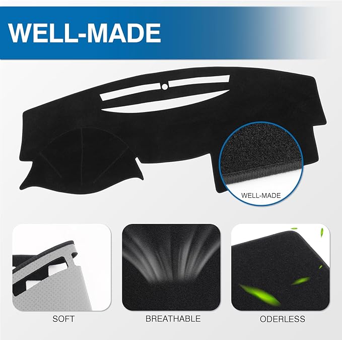 KUST Car Dash Cover Compatible with Toyota Camry 2007 2008 2009 2010 2011 Polyester Dashboard Cover Non-Slip Dash Protector Interior Accessories for Camry Custom Fit Dash Mat No Glare Black