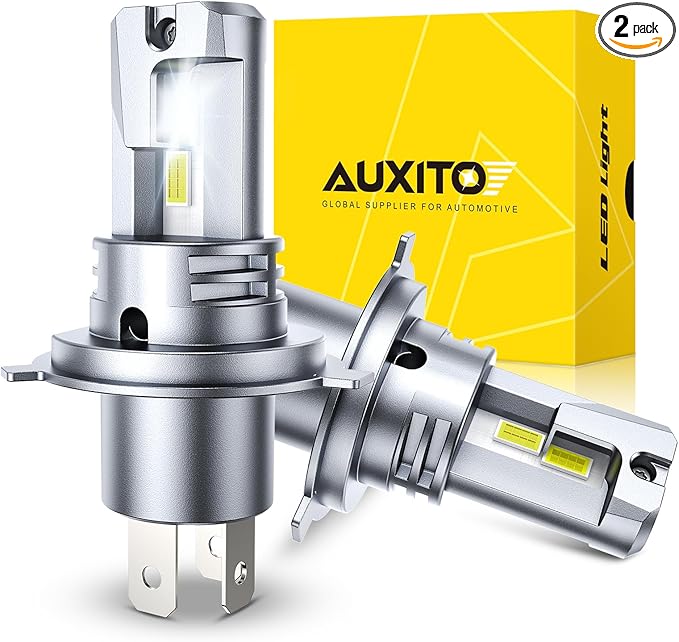 AUXITO H4 Light Bulb, 50000LM 900% Super Brighter, Real 1:1 Size, 9003/HB2 LED Fog Light for Night Driving, 6500K Cool White, 50000Hrs Long Service Life, Plug and Play, Pack of 2