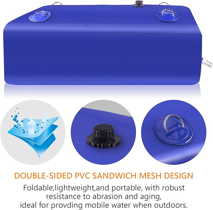 Water Tank, Water Storage Bladder, Portable Water Tank, Water Bladder Tank, Large Water Storage, Water Storage Containers for Camping, Garden, Emergency Water Storage Black