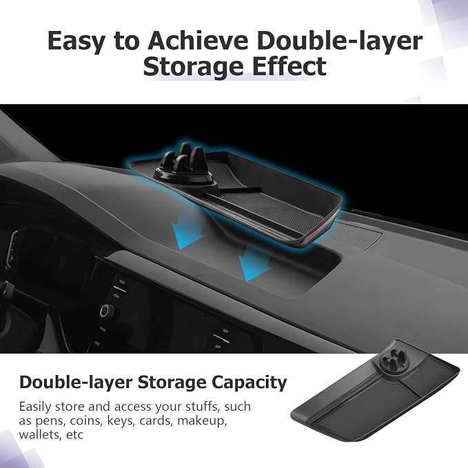 LUWU 2025 VW Taos Dashboard Storage Tray Compatible with 2022 2023 2024 2025 V olkswagen Taos Accessories Behind Screen Organizer Center Console Display Box Dash Tray with Cell Phone Holder Mount