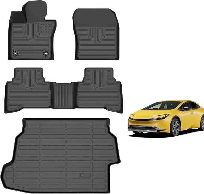 for Toyota Prius & Prius Prime Floor Mats 2023 2024 2025, TPE Automotive All Weather Custom Car Floor Mats Cargo Liner Full Set for Toyota Prius & Prius Prime 2023-2025 Accessories