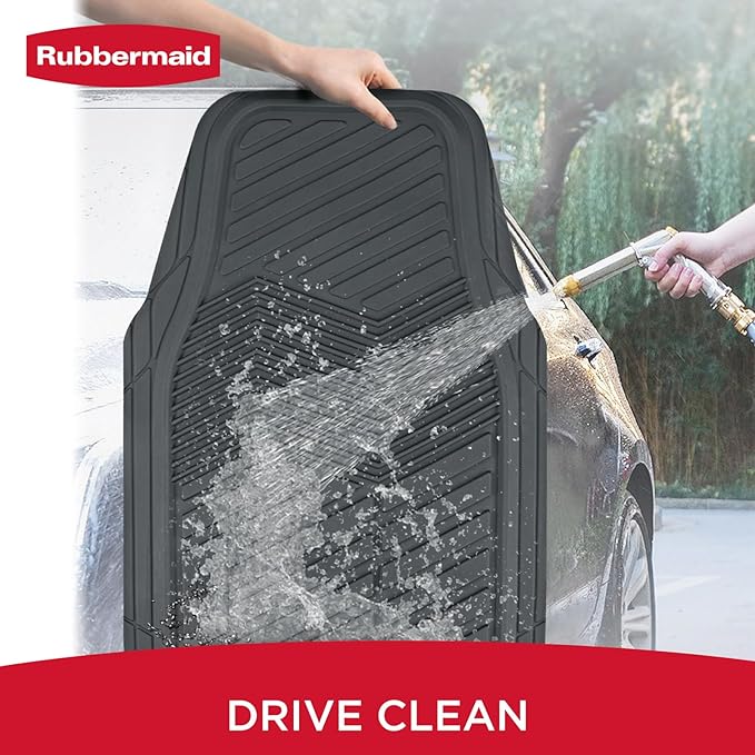 Rubbermaid Car Mats Full Set – All Weather Car Floor Mats Universal Trim-to-Fits Design,Heavy Duty Car Mats for Cars, SUVs, Trucks,and Vans - Beige