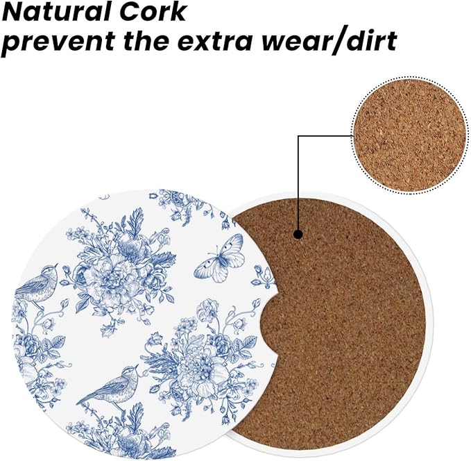 Vintage Blue Flower Car Steering Wheel Cover