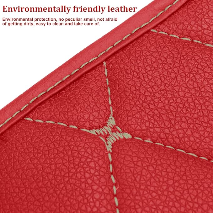 Auto Center Console Pad, PU Leather Car Center Console Box Cushion, Non Slip Soft Armrest Seat Box Cover, Waterproof Vehicle Armrest Protector for SUV, Truck, Car (Rhombic Lattice Red/Beige)