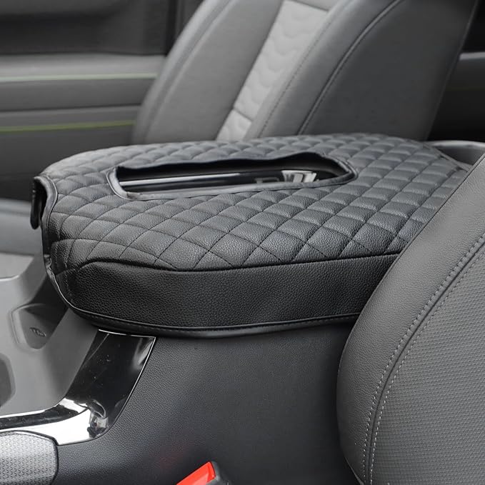 RT-TCZ for Silverado Center Console Cover Armrest Pad for Chevy Silverado Suburban Tahoe for GMC Yukon Sierra 2019 Up Black Interior Accessories