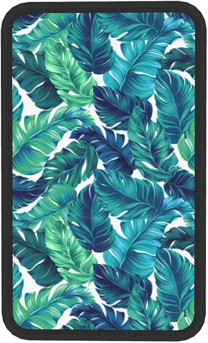 Palm Leaves Leaf Tropical Hawaiian Summer Green Auto Center Console Armrest Pad Universal Car Center Console Cover Seat Box Cover for Sedan, Van, SUV, Truck Car Accessorie
